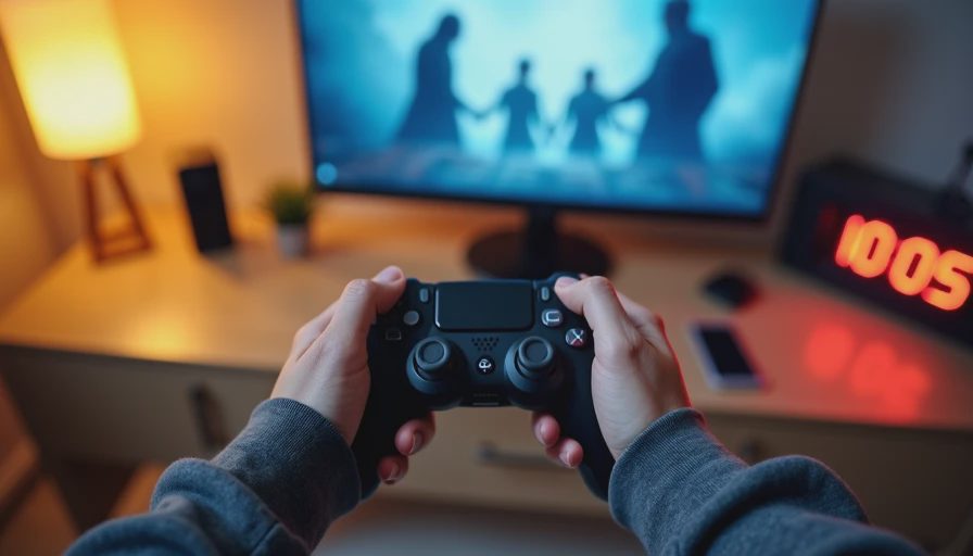 Hands holding a controller while playing Dragon Age: Origins.


